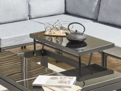 Lounge Set Aluminium Grau / Schwarz 6-Sitzer Auflagen Grau Forano