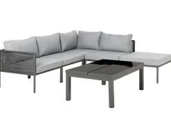 Lounge Set Aluminium Grau / Schwarz 6-Sitzer Auflagen Grau Forano