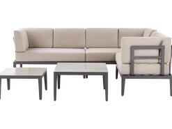 Lounge Set Aluminium Grau 6-Sitzer Linksseitig Modular Auflagen Beige Rima Iii