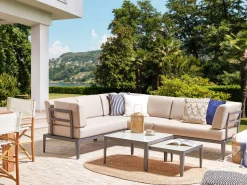 Lounge Set Aluminium Grau 6-Sitzer Linksseitig Modular Auflagen Beige Rima Iii