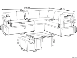 Lounge Set Aluminium Grau 6-Sitzer Linksseitig Modular Auflagen Beige Rima Iii