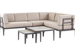 Lounge Set Aluminium Grau 6-Sitzer Linksseitig Modular Auflagen Beige Rima Iii