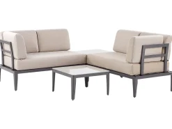Lounge Set Aluminium Grau 6-Sitzer Linksseitig Modular Auflagen Beige Rima Iii