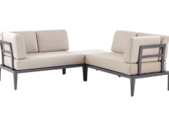 Lounge Set Aluminium Grau 6-Sitzer Linksseitig Modular Auflagen Beige Rima Iii