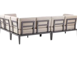 Lounge Set Aluminium Grau 6-Sitzer Linksseitig Modular Auflagen Beige Rima Iii