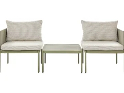 Lounge Set Aluminium Olivgrun 2-Sitzer Modular Auflagen Olivgrun-Weis Terracina