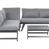 Lounge Set Aluminium Schwarz 5-Sitzer Modular Auflagen Dunkelgrau Coccorino