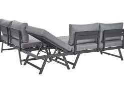 Lounge Set Aluminium Schwarz 5-Sitzer Modular Auflagen Dunkelgrau Coccorino
