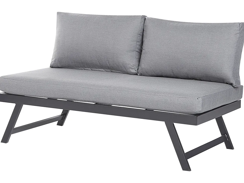 Lounge Set Aluminium Schwarz 5-Sitzer Modular Auflagen Dunkelgrau Coccorino