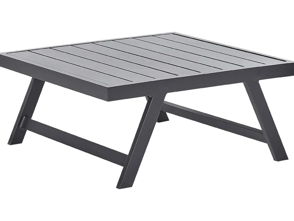 Lounge Set Aluminium Schwarz 5-Sitzer Modular Auflagen Dunkelgrau Coccorino