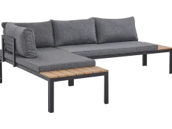 Lounge Set Aluminium Schwarz 4-Sitzer Modular Auflagen Grau Pienza
