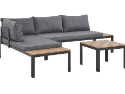 Lounge Set Aluminium Schwarz 4-Sitzer Modular Auflagen Grau Pienza