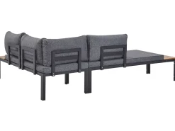Lounge Set Aluminium Schwarz 4-Sitzer Modular Auflagen Grau Pienza