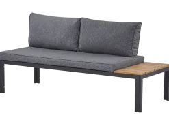 Lounge Set Aluminium Schwarz 4-Sitzer Modular Auflagen Grau Pienza