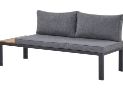 Lounge Set Aluminium Schwarz 4-Sitzer Modular Auflagen Grau Pienza