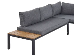 Lounge Set Aluminium Schwarz 4-Sitzer Modular Auflagen Grau Pienza