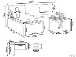Lounge Set Aluminium Schwarz 4-Sitzer Modular Auflagen Grau Pienza