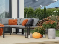 Lounge Set Aluminium Schwarz 4-Sitzer Modular Auflagen Grau Pienza