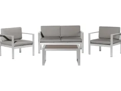 Lounge Set Aluminium 4-Sitzer Auflagen Dunkelgrau Salerno