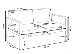Lounge Set Aluminium 4-Sitzer Auflagen Dunkelgrau Salerno