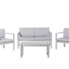 Lounge Set Aluminium 4-Sitzer Auflagen Hellgrau Salerno