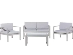 Lounge Set Aluminium 4-Sitzer Auflagen Hellgrau Salerno