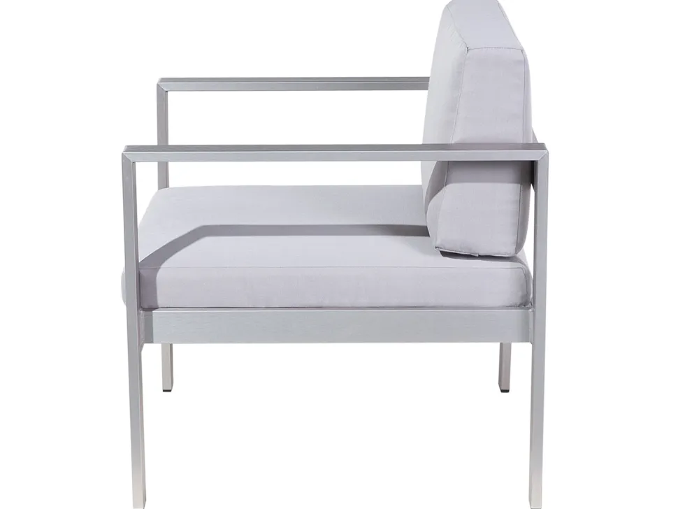 Lounge Set Aluminium 4-Sitzer Auflagen Hellgrau Salerno