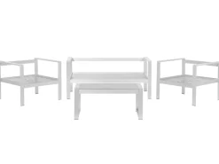 Lounge Set Aluminium 4-Sitzer Auflagen Hellgrau Salerno
