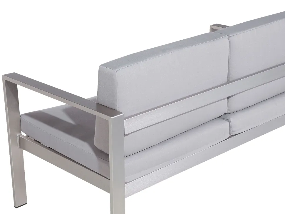 Lounge Set Aluminium 4-Sitzer Auflagen Hellgrau Salerno