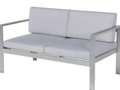 Lounge Set Aluminium 4-Sitzer Auflagen Hellgrau Salerno