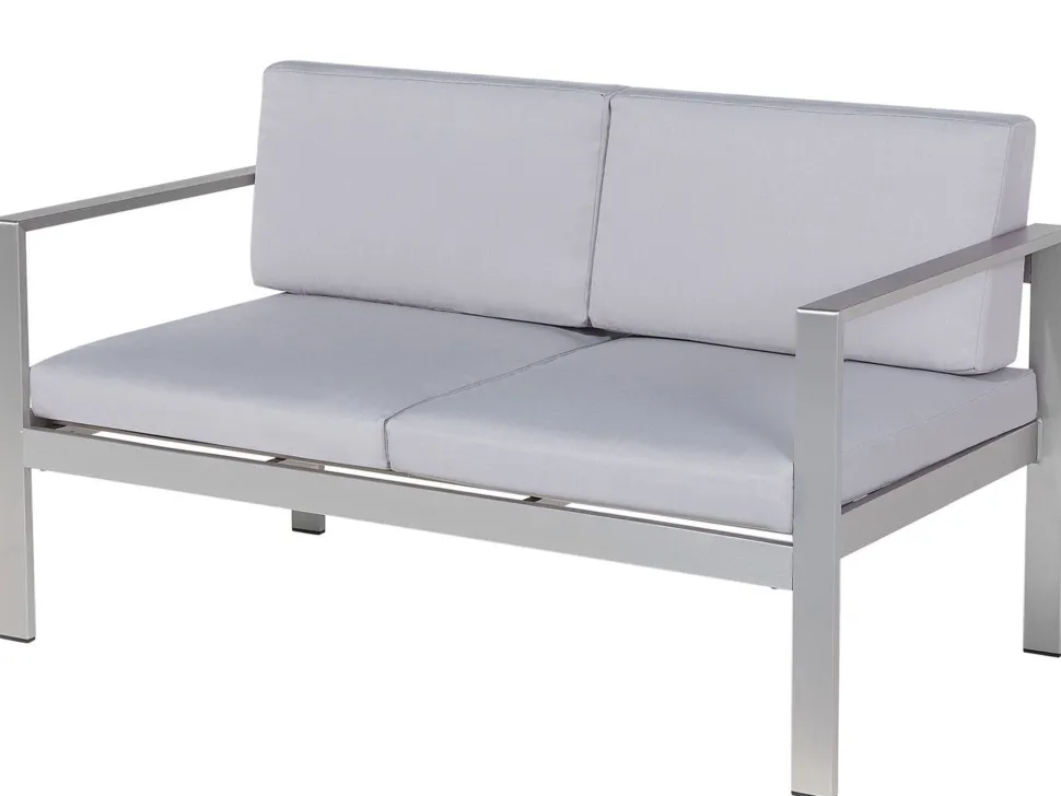 Lounge Set Aluminium 4-Sitzer Auflagen Hellgrau Salerno