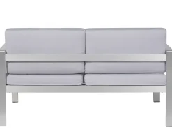 Lounge Set Aluminium 4-Sitzer Auflagen Hellgrau Salerno