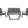 Lounge Set Aluminium 4-Sitzer Auflagen Dunkelgrau Delia
