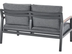 Lounge Set Aluminium 4-Sitzer Auflagen Dunkelgrau Delia