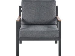Lounge Set Aluminium 4-Sitzer Auflagen Dunkelgrau Delia