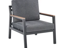 Lounge Set Aluminium 4-Sitzer Auflagen Dunkelgrau Delia