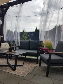 Lounge Set Aluminium 4-Sitzer Auflagen Dunkelgrau Delia