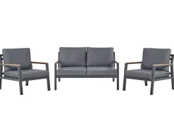 Lounge Set Aluminium 4-Sitzer Auflagen Dunkelgrau Delia