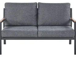 Lounge Set Aluminium 4-Sitzer Auflagen Dunkelgrau Delia