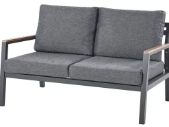 Lounge Set Aluminium 4-Sitzer Auflagen Dunkelgrau Delia