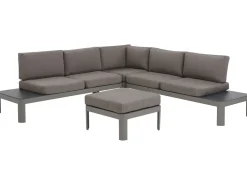 Lounge Set Aluminium 5-Sitzer Auflagen Grau Ferentino