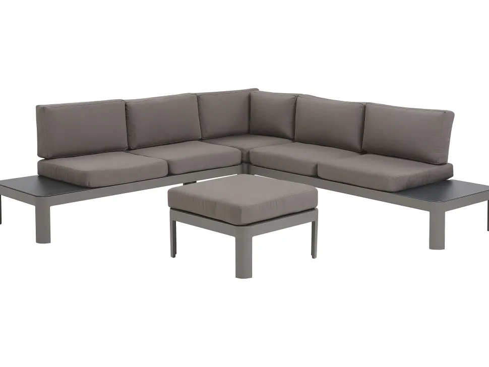 Lounge Set Aluminium 5-Sitzer Auflagen Grau Ferentino