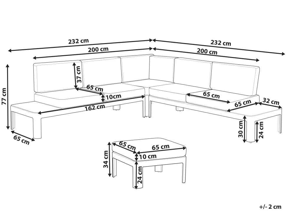 Lounge Set Aluminium 5-Sitzer Auflagen Grau Ferentino