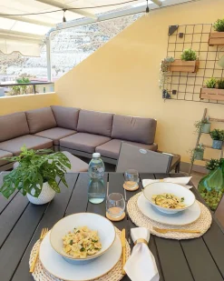 Lounge Set Aluminium 5-Sitzer Auflagen Grau Ferentino