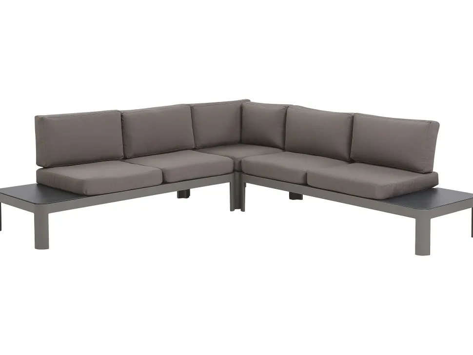 Lounge Set Aluminium 5-Sitzer Auflagen Grau Ferentino