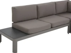 Lounge Set Aluminium 5-Sitzer Auflagen Grau Ferentino