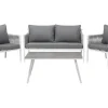 Lounge Set Aluminium Weis 4-Sitzer Auflagen Grau Latina