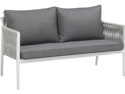 Lounge Set Aluminium Weis 4-Sitzer Auflagen Grau Latina