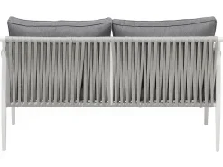 Lounge Set Aluminium Weis 4-Sitzer Auflagen Grau Latina