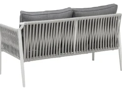 Lounge Set Aluminium Weis 4-Sitzer Auflagen Grau Latina